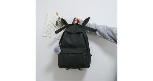Mode femmes nylon solide couleur capacité étudiant sac à dos voyage couple sac - noir