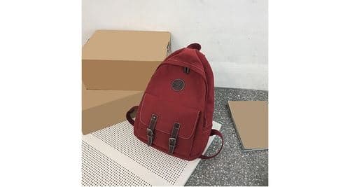 Mode femmes nylon solide couleur capacité étudiant sac à dos voyage couple sac - rouge